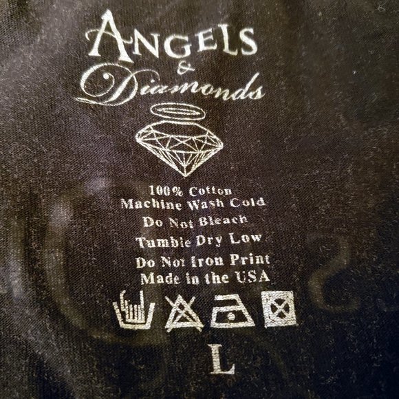 ANGELS AND DIAMONDS CROSS T-SHIRT - SIZE L - WOMENS TOP - Picture 3 of 3